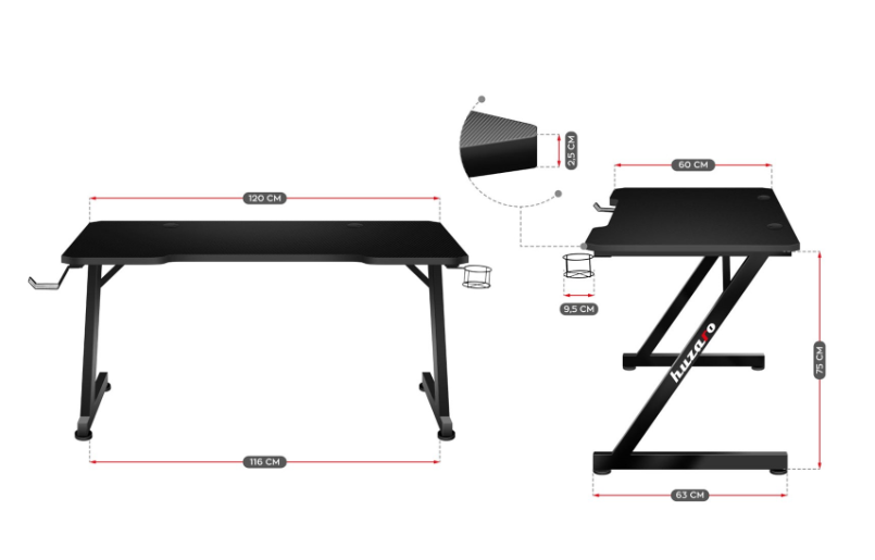 Huzaro Hero 2.5 Gamer asztal A stabil alap minden gamer számára.